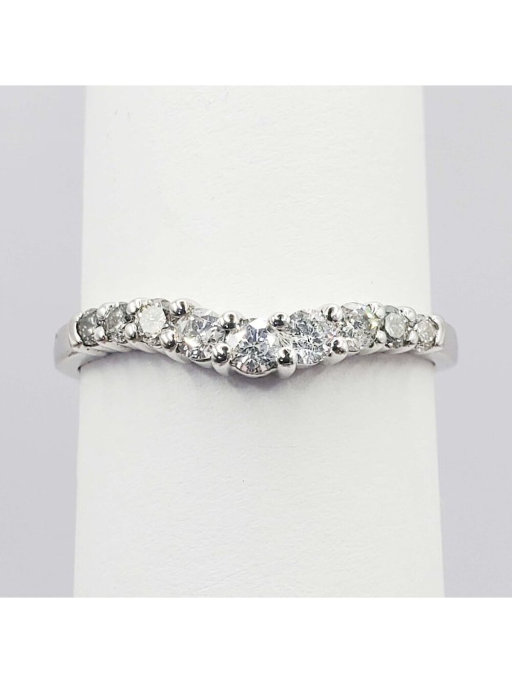 0.43 ctw Diamond Curved Contour Wedding Band Ring 14k White Gold Size 9.25
